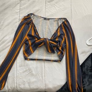 Long sleeve crop top , tie in front